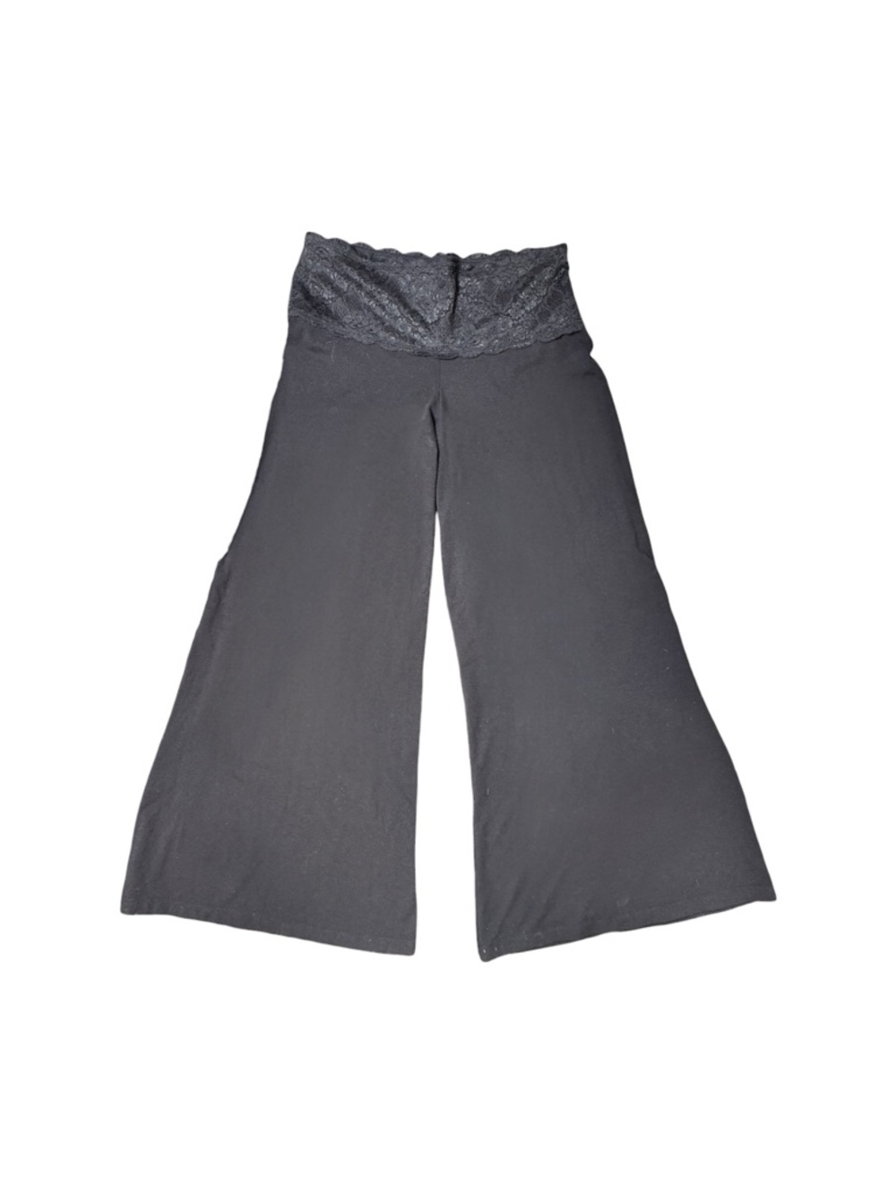 Y2K Bisou Bisou Black Wide Leg Lace Waistband Pant Size Large